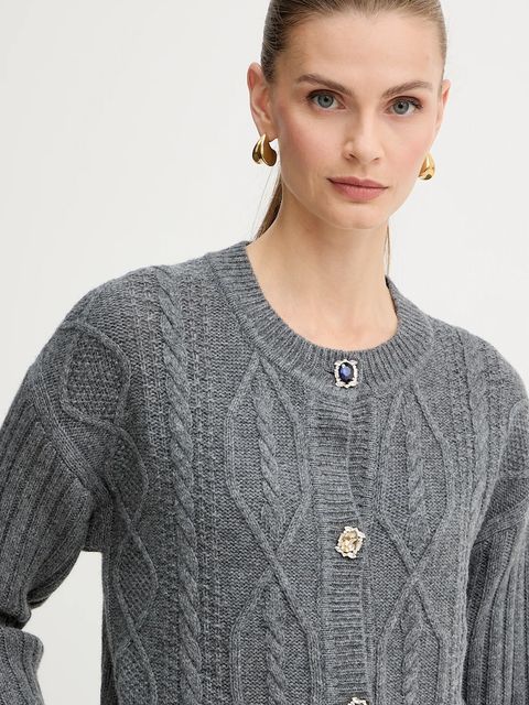 Liu Jo kardigan z dodatkiem wełny damski kolor szary ciepły MF5423 MS040