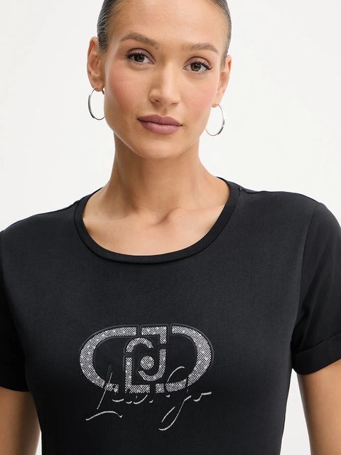 Liu Jo t-shirt bawełniany damski kolor czarny TF5163.JS923