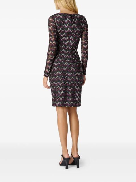 Missoni zigzag-pattern long-sleeve mini dress - Blue