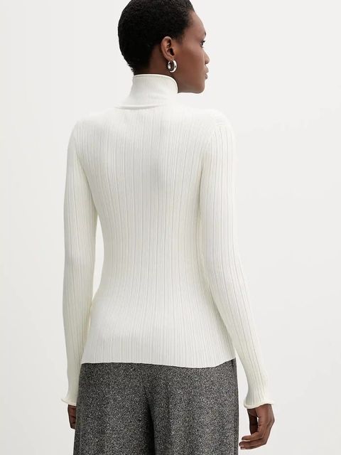 Marella sweter damski kolor beżowy lekki z golfem 2523366092200