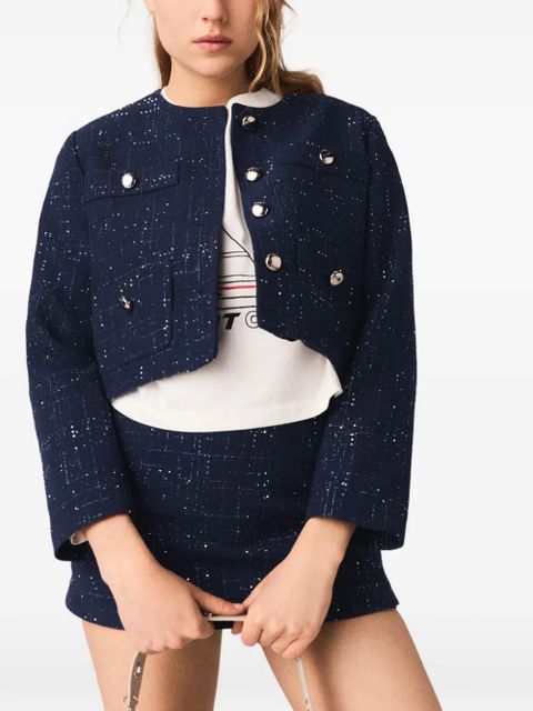 Maje buttoned tweed blazer - Blue
