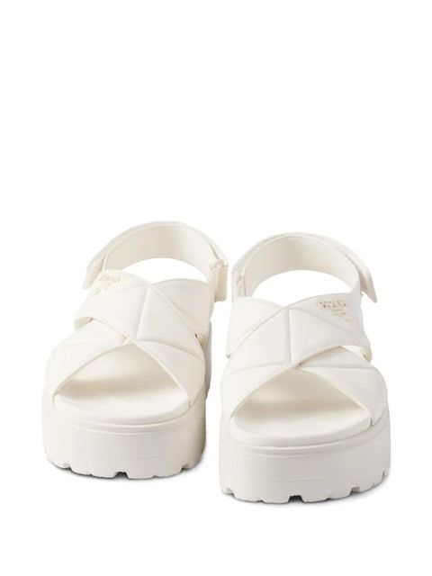 Prada leather flatform sandals - White