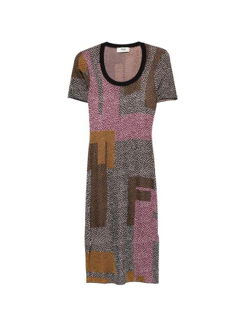 FENDI geometric-print midi dress - Brown - zdjęcie produktu nr 1