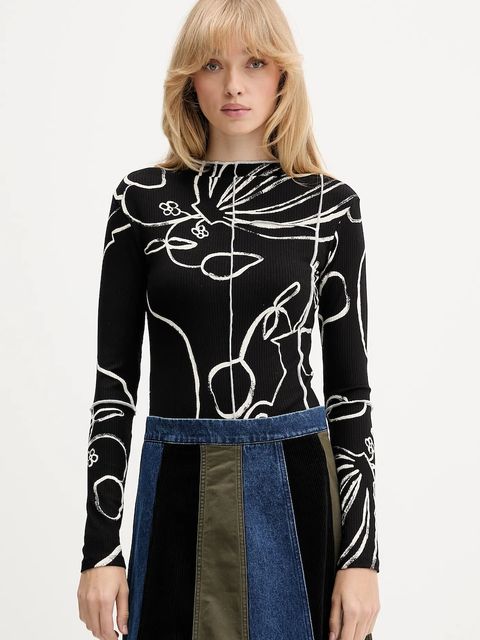 Desigual longsleeve LONDRES kolor czarny z półgolfem 25WWTK49 - zdjęcie produktu nr 1