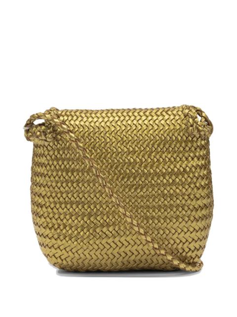 DRAGON DIFFUSION Mini city woven leather shoulder bag - Gold