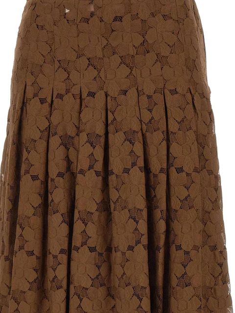 Max Mara floral-lace midi skirt - Brown