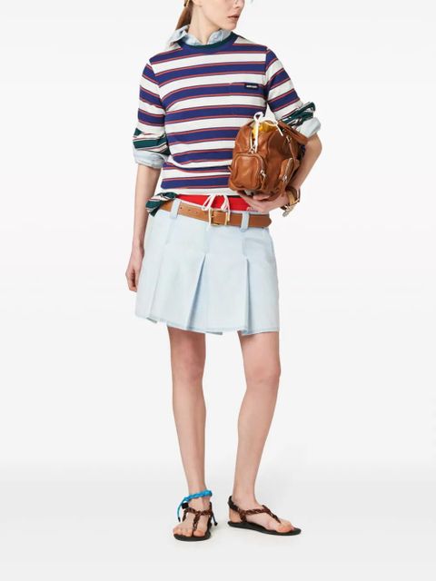 Miu Miu low-rise pleated chambray skirt - Blue - zdjęcie produktu nr 2