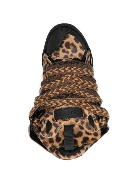 Lanvin Curb animal-print lace-up sneakers - Neutrals