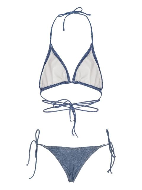 ROTATE BIRGER CHRISTENSEN denim-print bikini - Blue