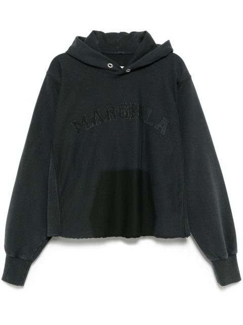Maison Margiela logo-embroidered hoodie - Black