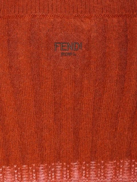 FENDI knitted embroidered midi skirt - Orange