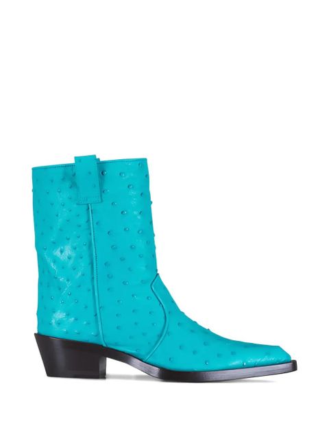 KHAITE ostrich short boots - Blue - zdjęcie produktu nr 1