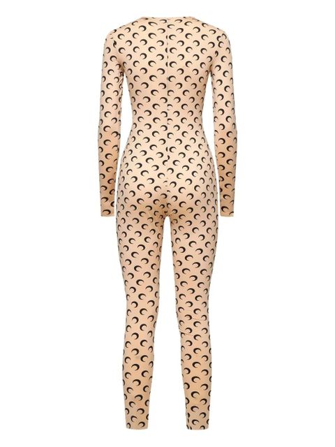 Marine Serre moon-print long-sleeve catsuit - Neutrals - zdjęcie produktu nr 2