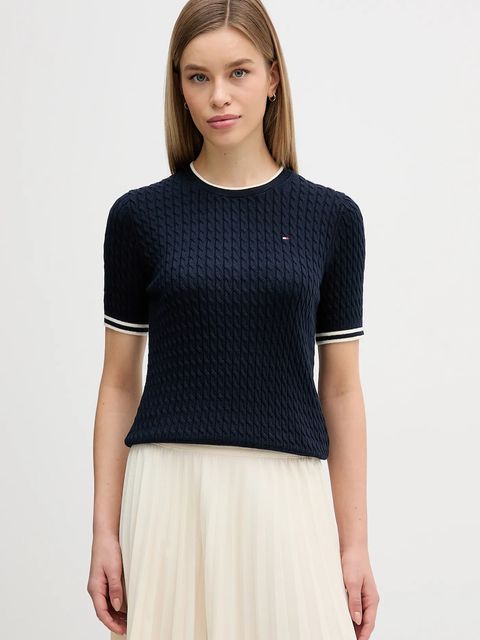 Tommy Hilfiger sweter bawełniany kolor granatowy lekki WW0WW41787 - zdjęcie produktu nr 1