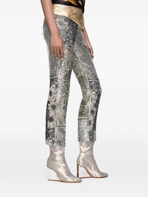 Maison Margiela sequin-embellishment floral-details trousers - Silver