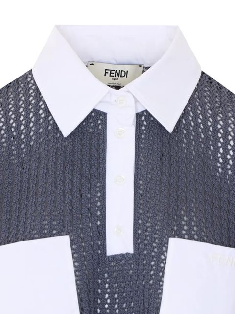FENDI open-knit polo top - Grey