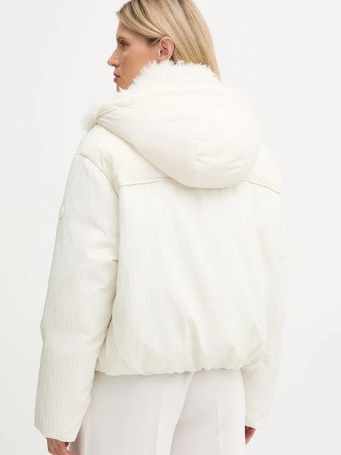 BOSS kurtka kolor beżowy zimowa oversize 50546842