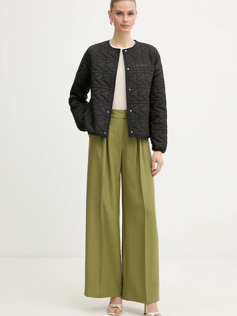 Karl Lagerfeld spodnie damskie kolor zielony szerokie high waist B1W10012 - zdjęcie produktu nr 2