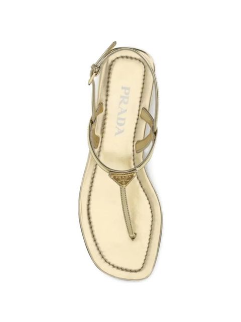 Prada logo-plaque detail sandals - Gold