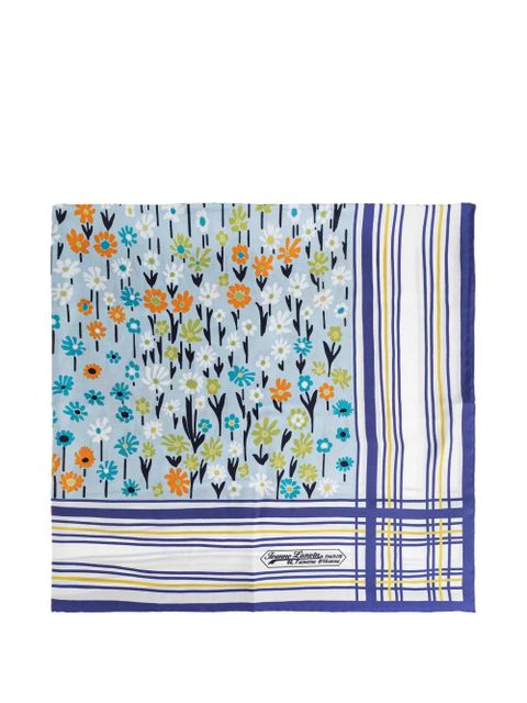 Lanvin floral-print striped scarf - Blue - zdjęcie produktu nr 1