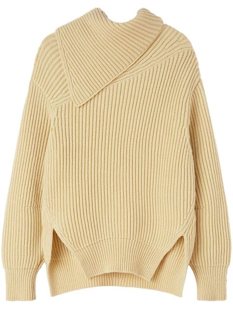 Jil Sander foldover neck ribbed jumper - Neutrals - zdjęcie produktu nr 1