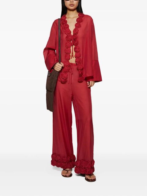 Oséree rose-embellished sheer blouse - Red - zdjęcie produktu nr 2