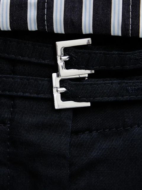 BOSS spodnie z domieszką lnu damskie kolor granatowy proste high waist 50538045