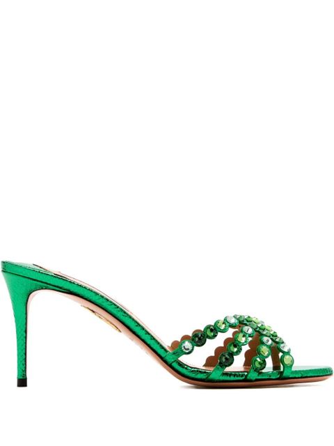 Aquazzura crystal-embellished sandals - Green - zdjęcie produktu nr 1