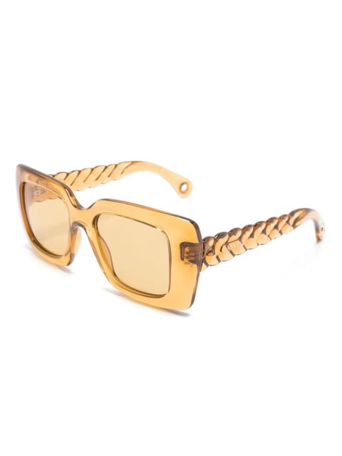 Lanvin braided-arms rectangle-frame sunglasses - Yellow - zdjęcie produktu nr 2