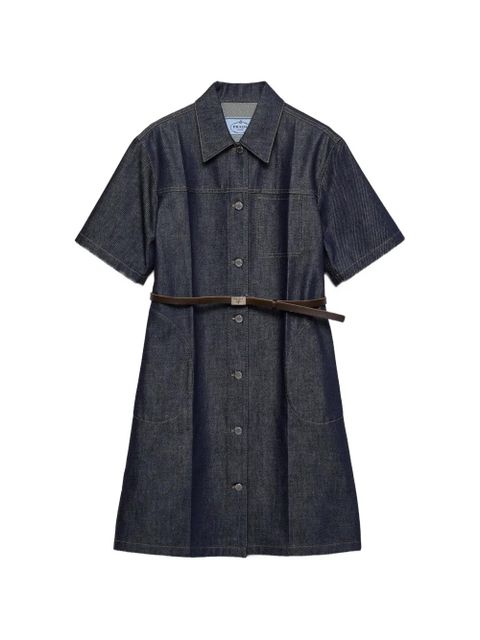 Prada belted denim mini dress - Blue - zdjęcie produktu nr 1