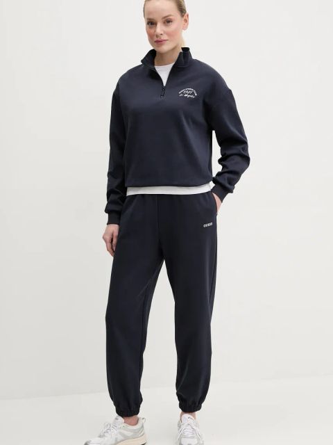 Guess spodnie dresowe NIGELLA damskie kolor granatowy gładkie V5GB03 KCS01