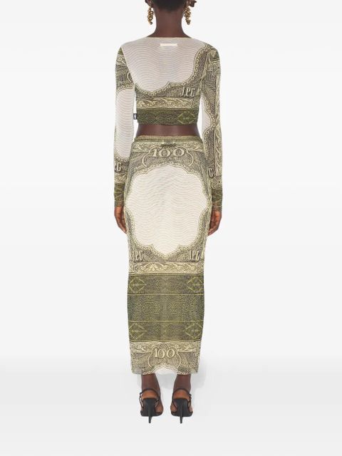 Jean Paul Gaultier long-sleeves printed crop top - Neutrals