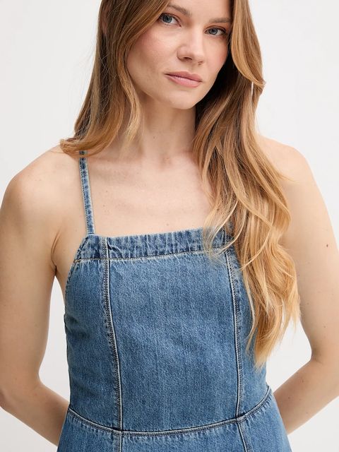 Pepe Jeans sukienka jeansowa kolor niebieski maxi rozkloszowana PL953767