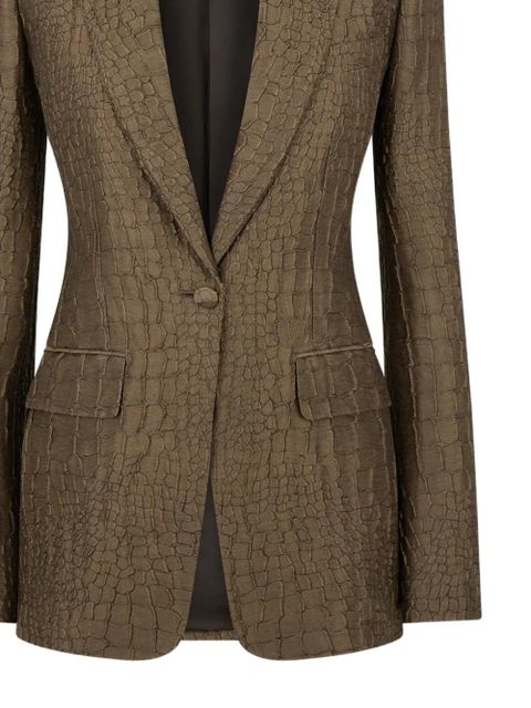 TOM FORD crocodile-effect single-breasted blazer - Green - zdjęcie produktu nr 2