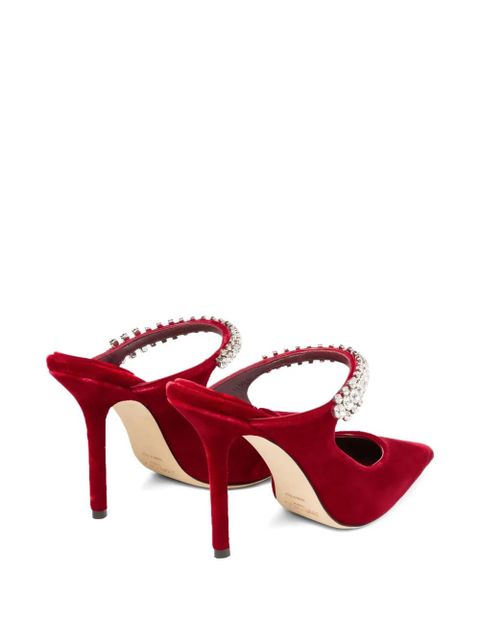 Jimmy Choo 10mm crystal-embellished pointed mules - Red