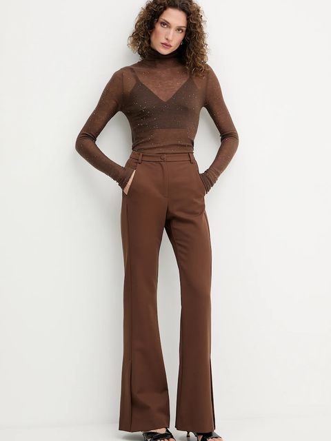 Pinko sweter damski kolor brązowy lekki z półgolfem 105821 A2PM