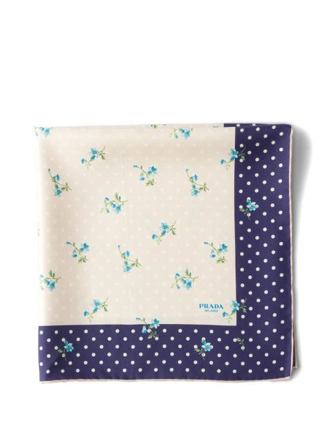 Prada printed silk twill scarf 55 - Neutrals - zdjęcie produktu nr 2