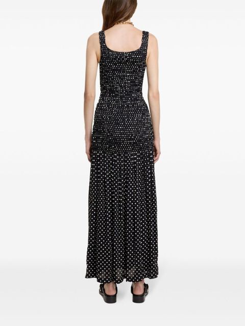 Rabanne polka-dot crepe long dress - Black