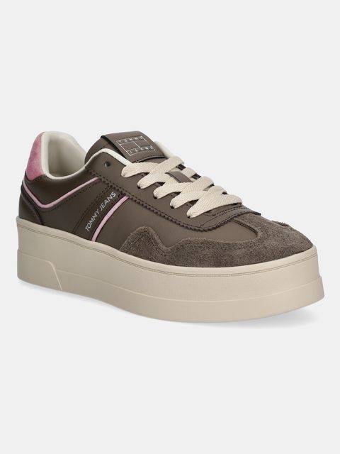 Tommy Jeans sneakersy THE GREENWICH FLATFORM damskie kolor brązowy EN0EN02902 - zdjęcie produktu nr 1