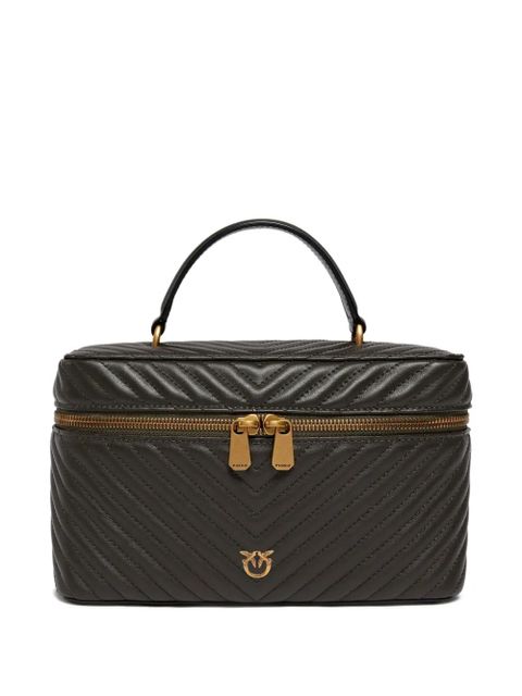 PINKO quilted zip leather makeup bag - Green - zdjęcie produktu nr 1