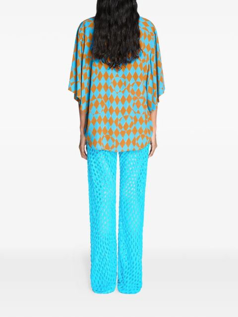 DRIES VAN NOTEN diamond-print shirt - Blue