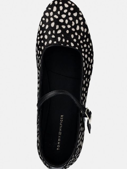 Tommy Hilfiger baleriny skórzane TH BUCKLE CALF HAIR BALLERINAS