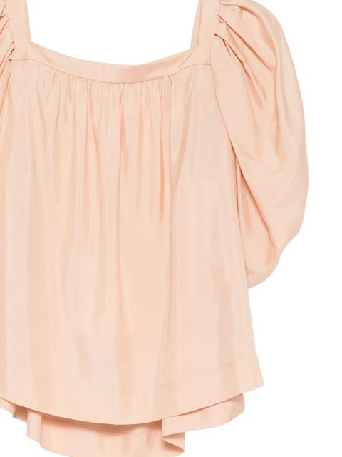 Chloé puff-sleeve gathered blouse - Pink