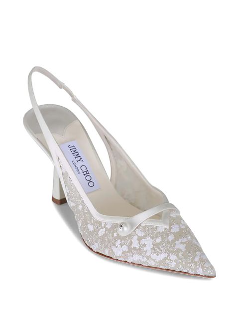 Jimmy Choo Amita tulle faux-pearl slingback pumps - White - zdjęcie produktu nr 2