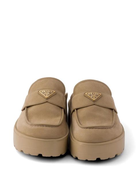 Prada nubuck flatform mules - Neutrals
