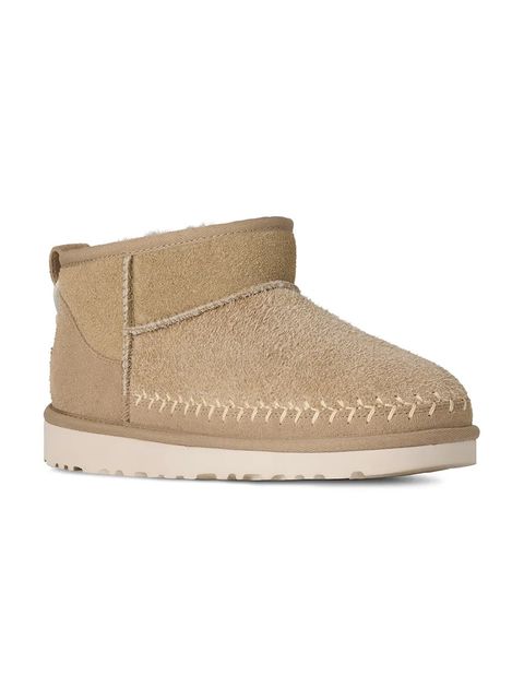 UGG śniegowce zamszowe Classic Ultra Mini Biarritz kolor beżowy 1171538.MDSD