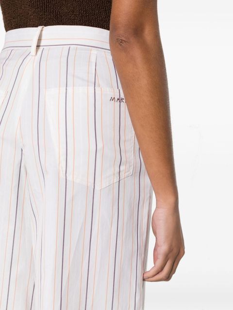 Marni logo-embroidered striped wide trousers - Neutrals