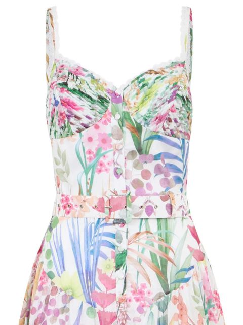 Charo Ruiz Ibiza Cael floral-print belted midi dress - White