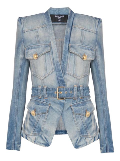Balmain belted denim jacket - Blue - zdjęcie produktu nr 1