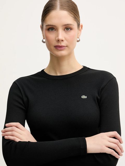 Lacoste longsleeve bawełniany kolor czarny